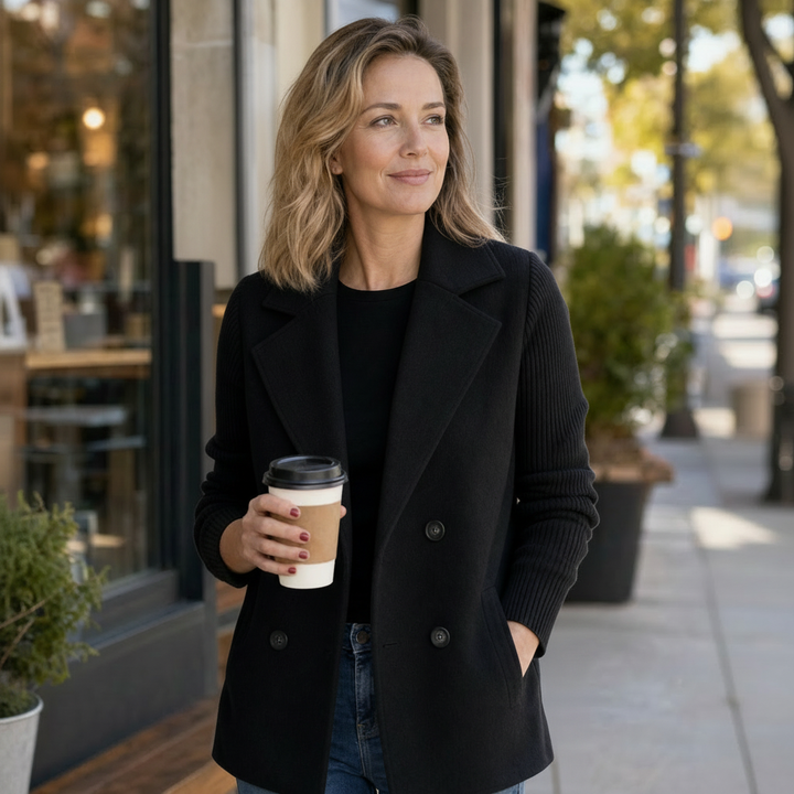 Delaney | Ribbed Knit Blazer Coat – Sweater-Soft, Blazer-Polished