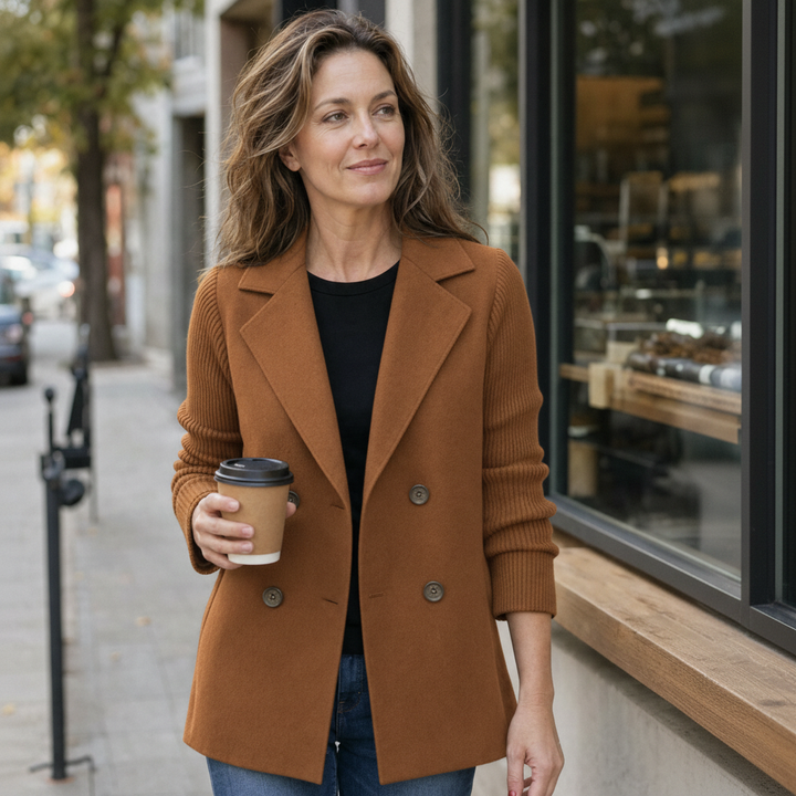 Delaney | Ribbed Knit Blazer Coat – Sweater-Soft, Blazer-Polished