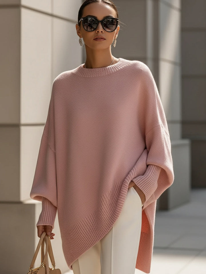 Eugenie oversized relaxed-fit sweater in pink, front view