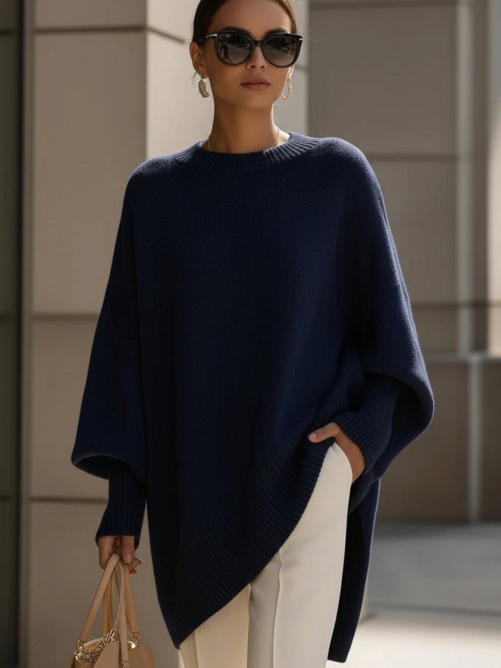 Eugenie oversized relaxed-fit sweater in navy, front view