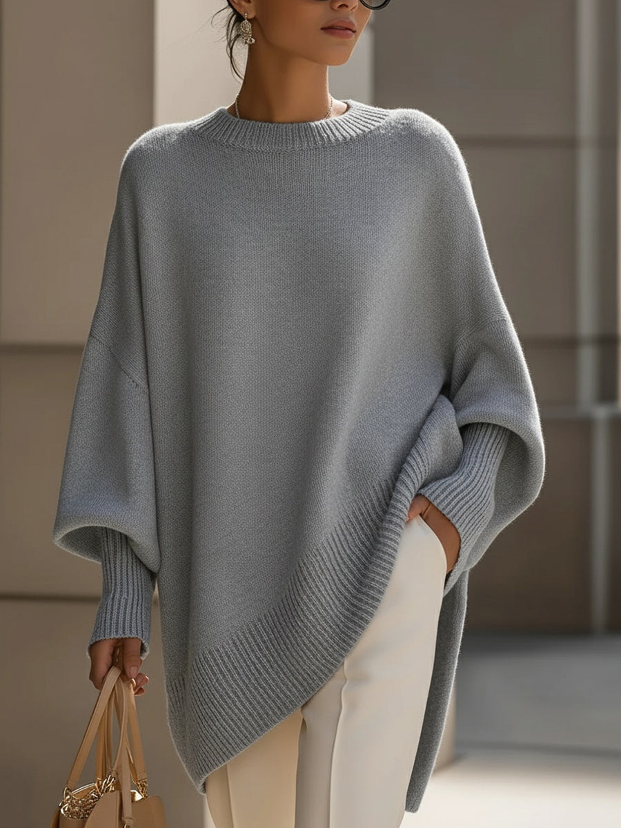 Eugenie oversized relaxed-fit sweater in gray, front view