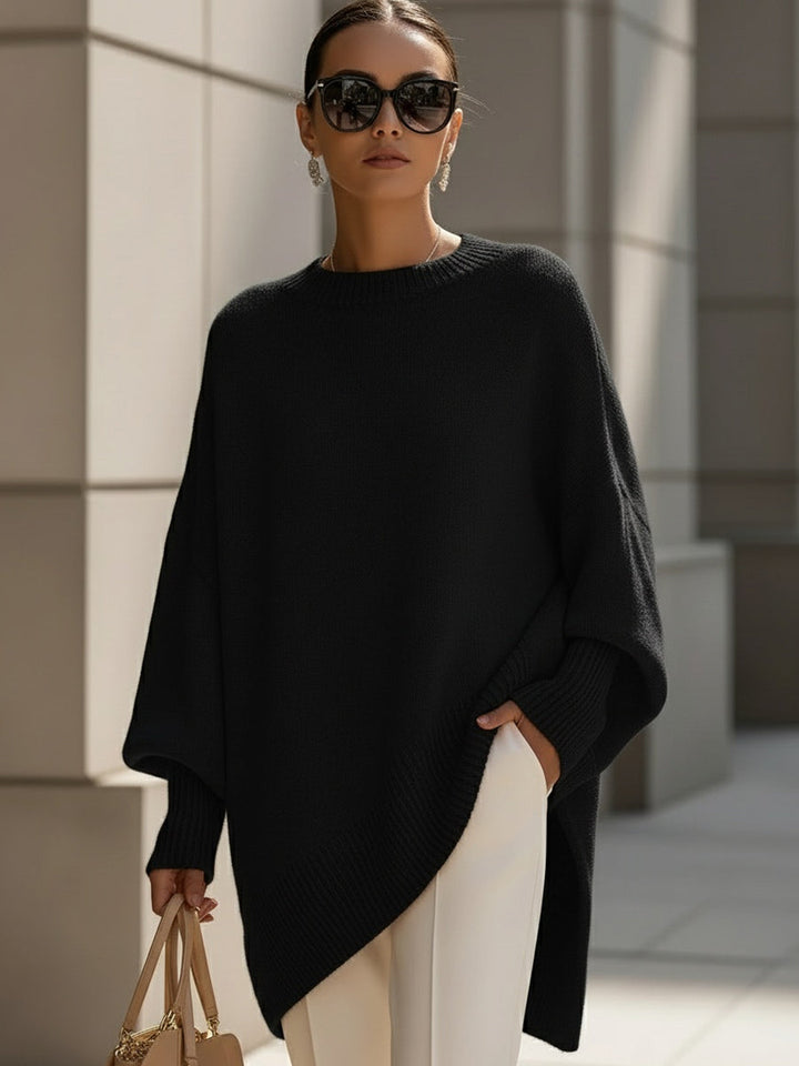 Eugenie oversized relaxed-fit sweater in black, front view
