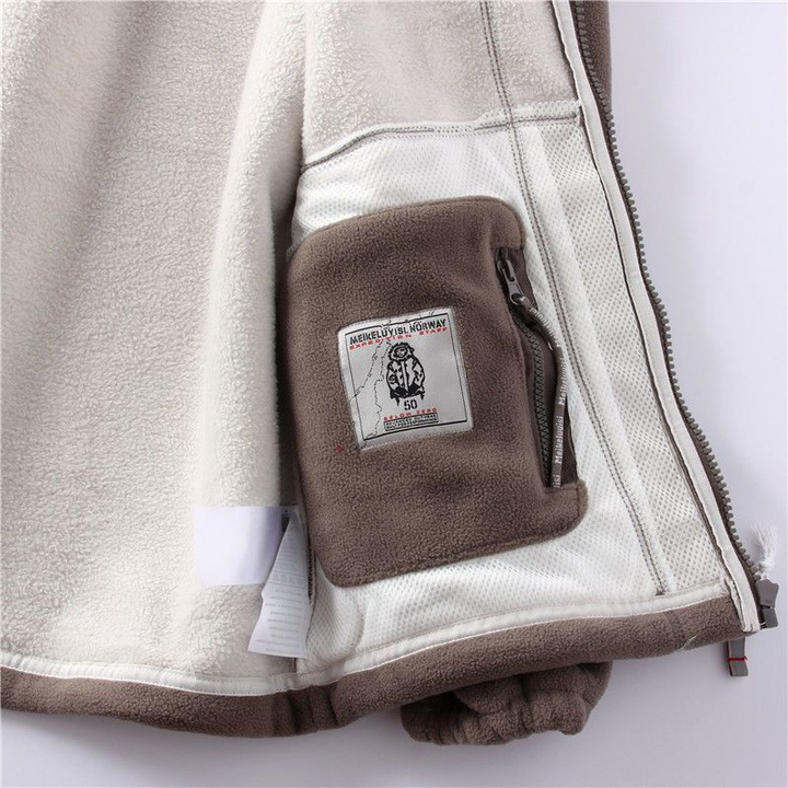 Kestrel fleece jacket Brown — lining and interior pocket
