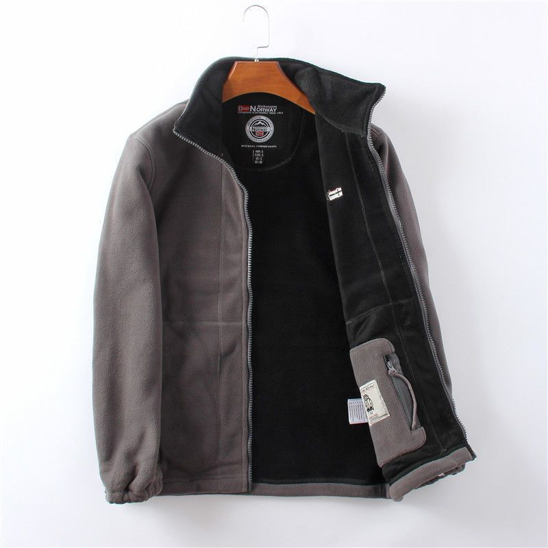 Kestrel fleece jacket Gray — open on hanger