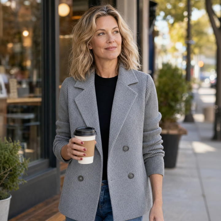 Delaney | Ribbed Knit Blazer Coat – Sweater-Soft, Blazer-Polished