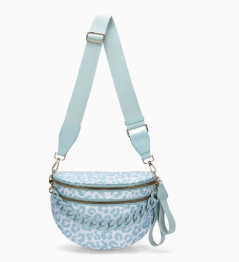 Sable leopard crossbody light blue