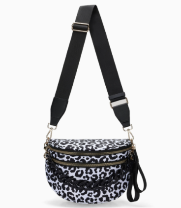 Sable leopard crossbody white black