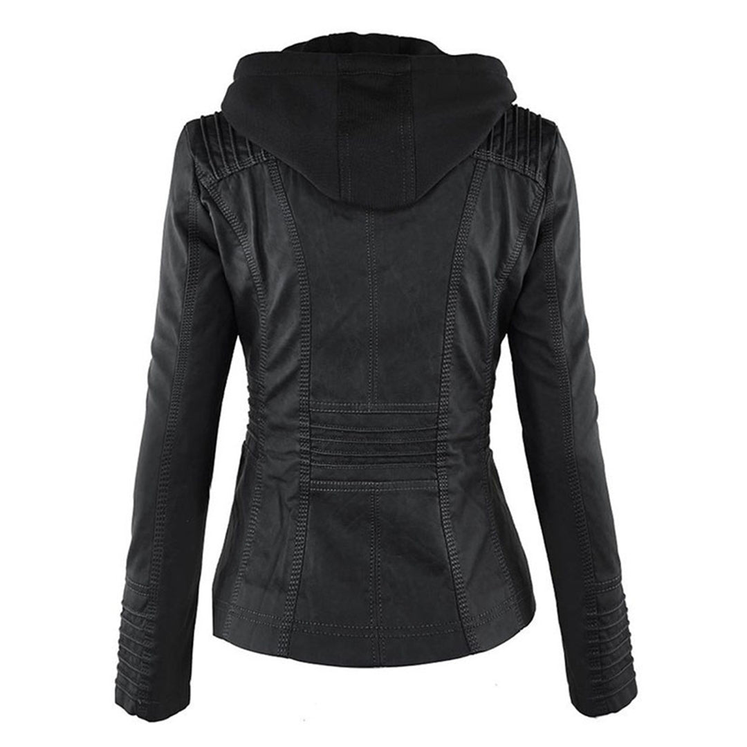 Harlow quilted-shoulder jacket in black, back view