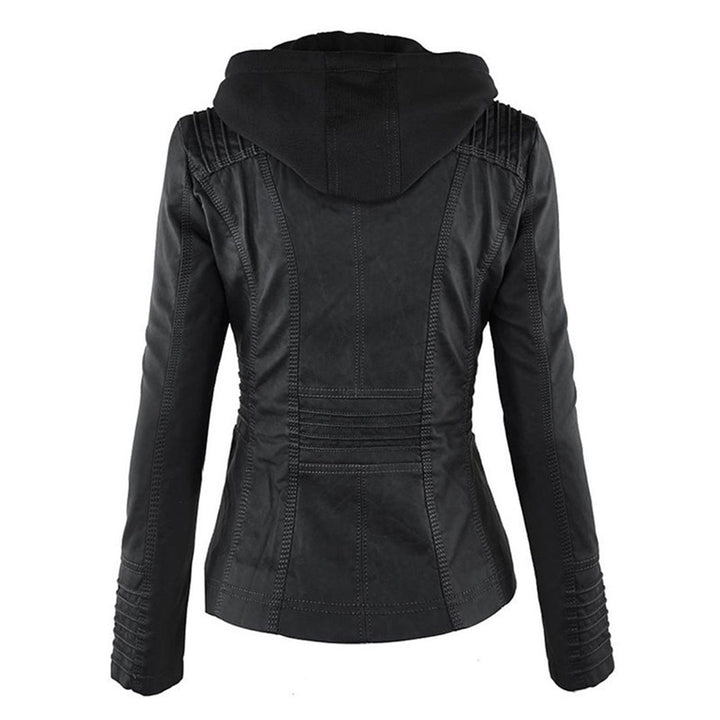 Harlow quilted-shoulder jacket in black, back view