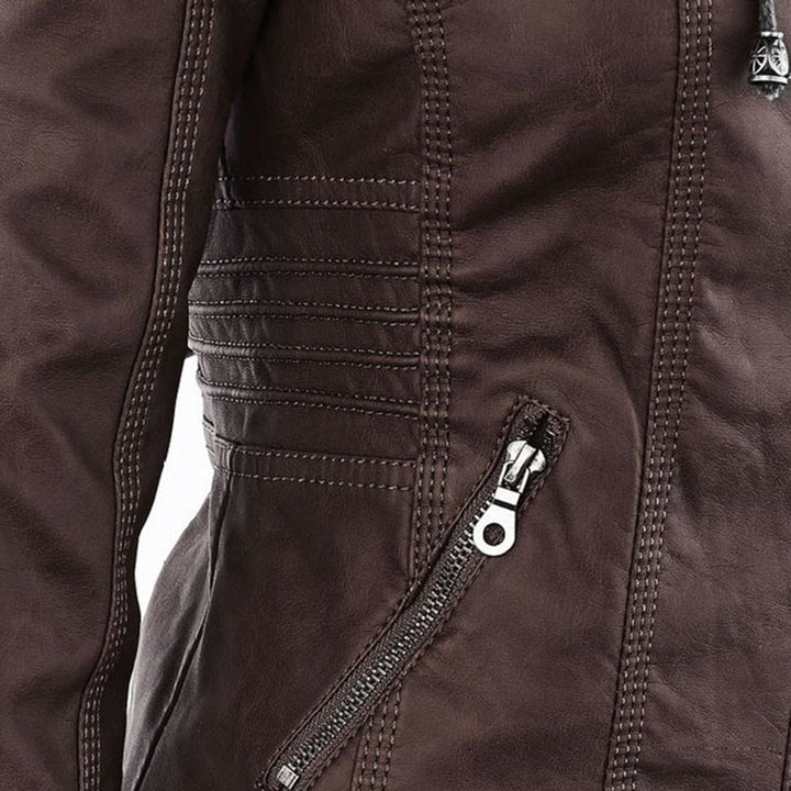 Harlow jacket pocket and quilting detail, dark brown