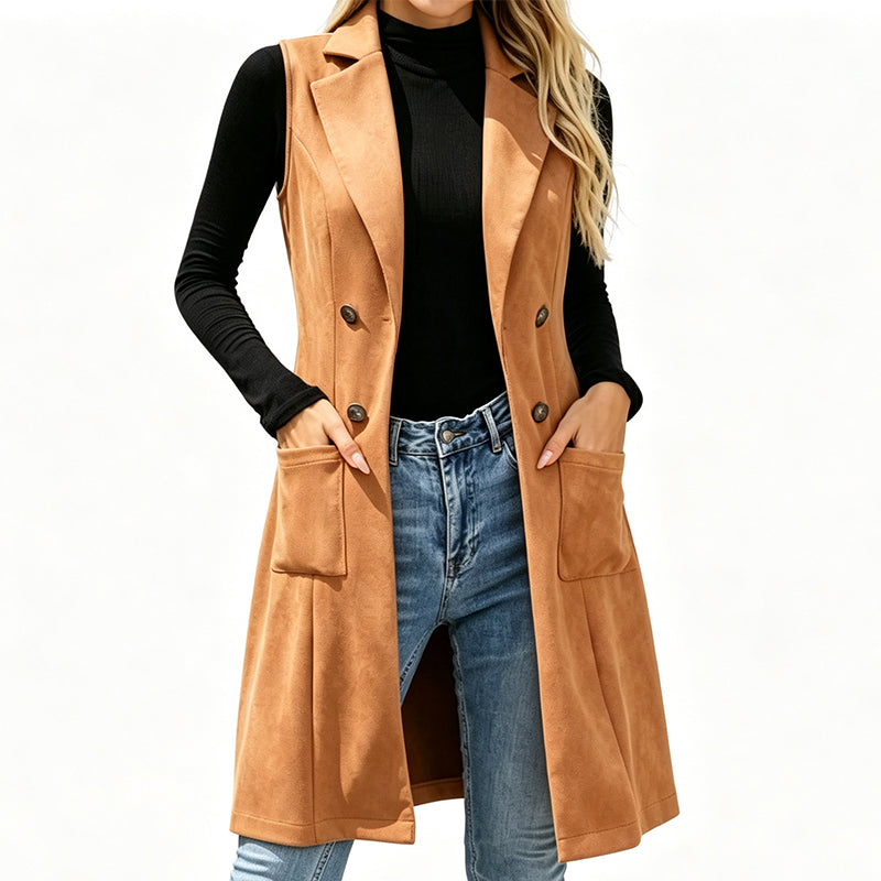 Vestelle | Double-Breasted Long Vest